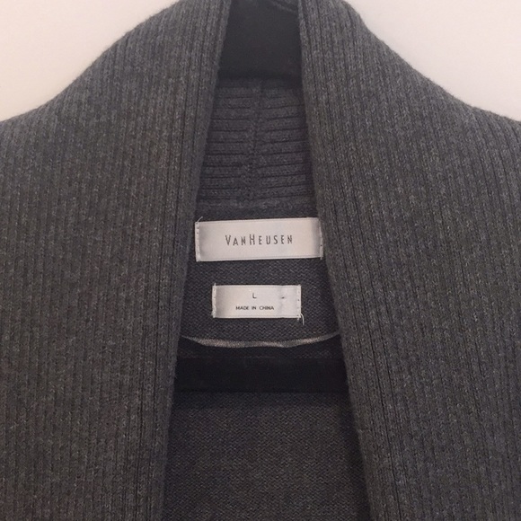 Van Heusen Grey Shawl Collar Cardigan sz L - Picture 3 of 6